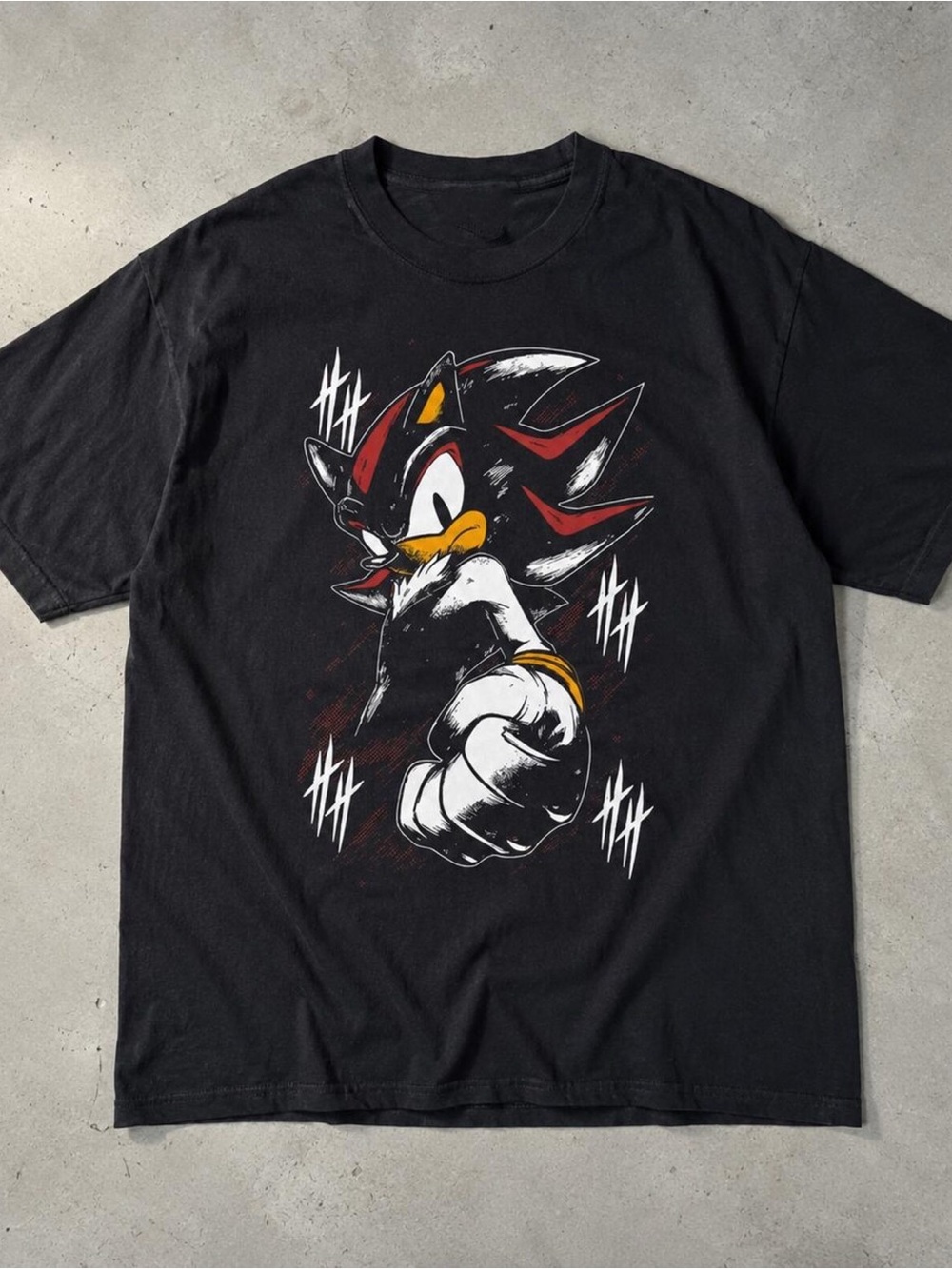 Men's Black Graphic Tee featuring Shadow the Hedgehog